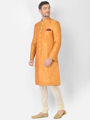 Anil Kumar Ajit Kumar Gold hand woven cotton silk sherwani 3