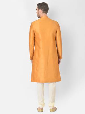 Anil Kumar Ajit Kumar Gold hand woven cotton silk sherwani 4