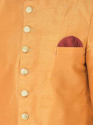 Anil Kumar Ajit Kumar Gold hand woven cotton silk sherwani 5