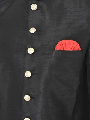 Anil Kumar Ajit Kumar Black hand woven cotton silk sherwani 5