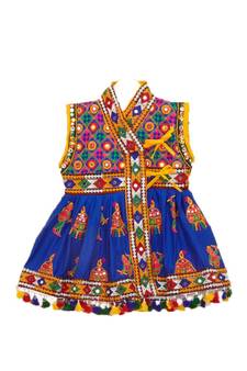 Banjara India Sleeveless Mirror Work Embroidered Kedia Set - Blue (KD-RGR-Blue-26)
