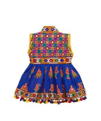 Banjara India Sleeveless Mirror Work Embroidered Kedia Set - Blue (KD-RGR-Blue-26) 2