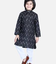 BownBee Printed Full Sleeve Cotton Kurta Pajama for Boys- Black