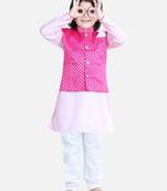 BownBee Attached Jacquard Jacket Kurta Pajama for Boys- Baby Pink