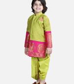 BownBee Full Sleeve Silk Border Dhoti Kurta for Boys- Yellow