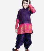 BownBee Full Sleeve Silk Border Dhoti Kurta for Boys- Purple