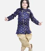BownBee Full Sleeve Jacquard Sherwani for Boys- Blue