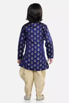 BownBee Full Sleeve Jacquard Sherwani for Boys- Blue