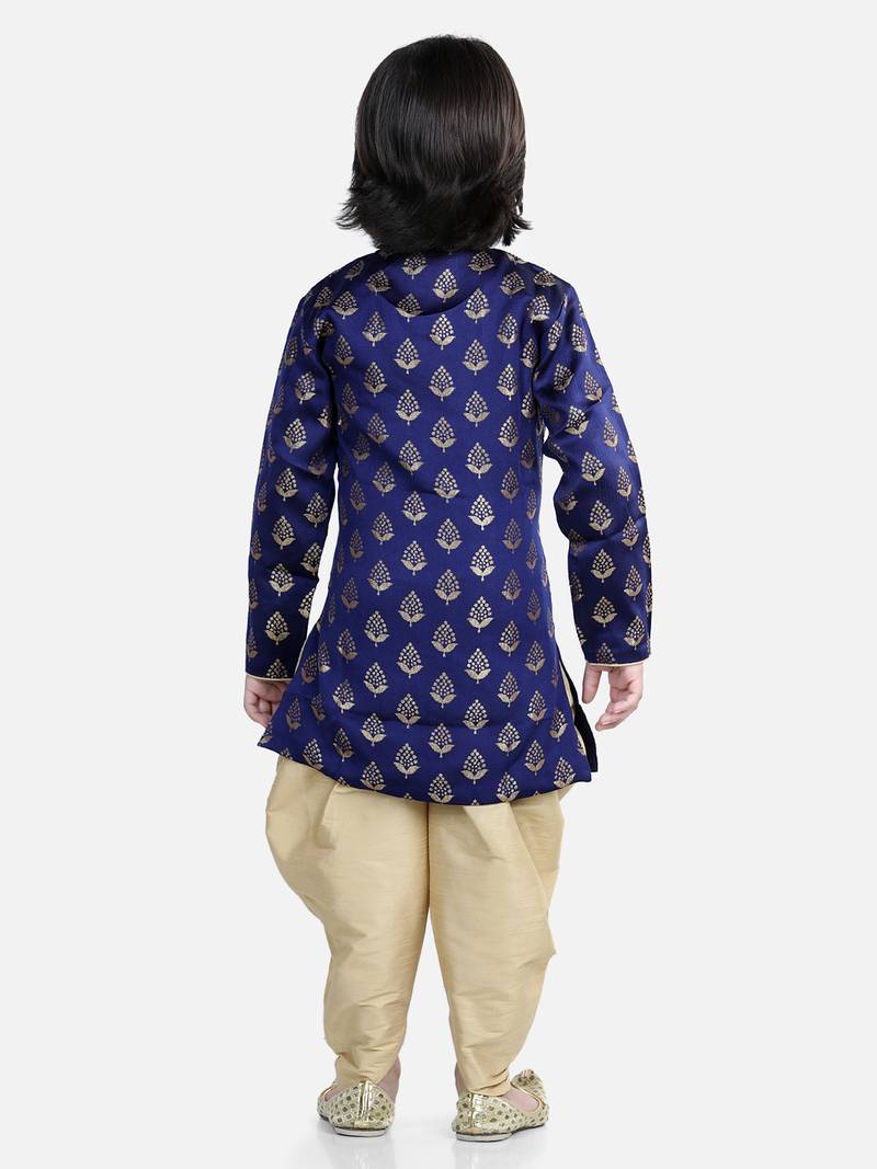 BownBee Full Sleeve Jacquard Sherwani for Boys- Blue
