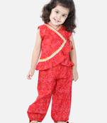 BownBee Cotton Top with Harem for Girls- Red