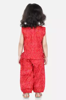 BownBee Cotton Top with Harem for Girls- Red