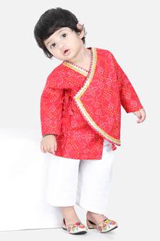 BownBee Full Sleeve Cotton Kurta Pajama for Boys- Red