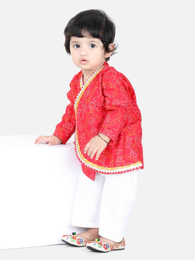 BownBee Full Sleeve Cotton Kurta Pajama for Boys- Red