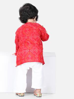 BownBee Full Sleeve Cotton Kurta Pajama for Boys- Red 3