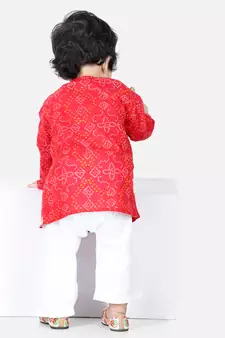 BownBee Full Sleeve Cotton Kurta Pajama for Boys- Red
