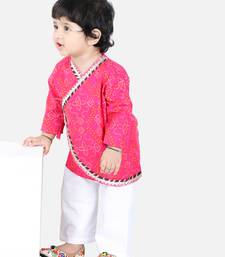 BownBee Full Sleeve Cotton Kurta Pajama for Boys- Pink