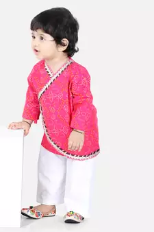 BownBee Full Sleeve Cotton Kurta Pajama for Boys- Pink