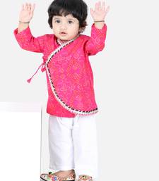 BownBee Full Sleeve Cotton Kurta Pajama for Boys- Pink