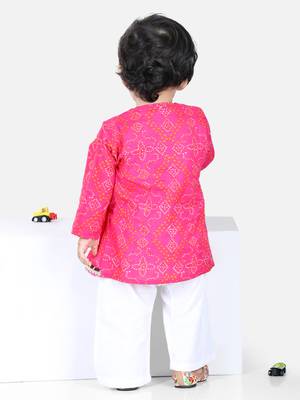BownBee Full Sleeve Cotton Kurta Pajama for Boys- Pink 3
