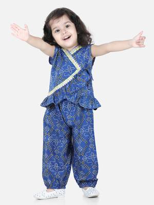BownBee Cotton Top with Harem for Girls- Blue 1