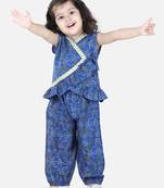 BownBee Cotton Top with Harem for Girls- Blue