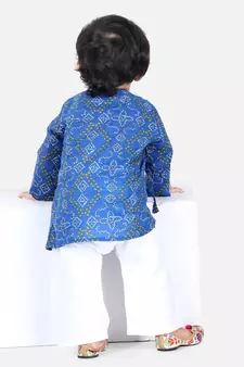 BownBee Full Sleeve Cotton Kurta Pajama for Boys- Blue