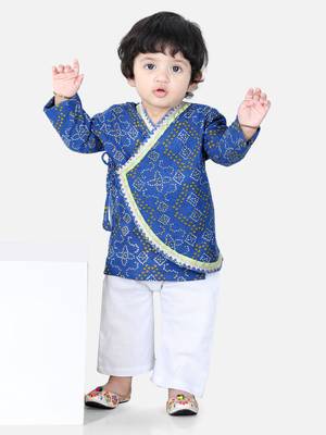 BownBee Full Sleeve Cotton Kurta Pajama for Boys- Blue 1
