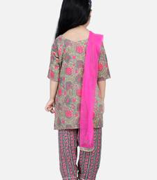BownBee Pure Cotton Printed Kurti with Pant for Girls- Green