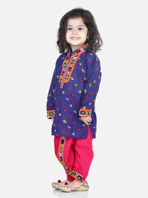 BownBee Bandhani Print Cotton Full Sleeve Dhoti Kurta- Blue 2