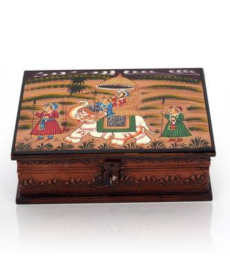 Wooden Hand Painted Dhola Maru Jewellery Box 330 1