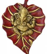Lord Ganesha on Red Leaf