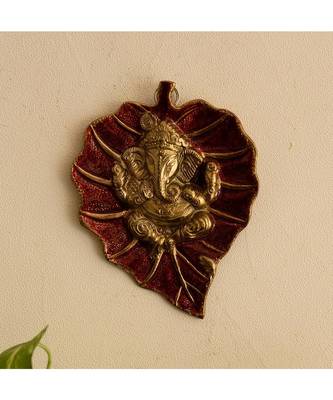 Lord Ganesha on Red Leaf 3