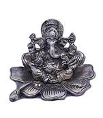 Oxidized White Silver Metal Flower Lord Ganesha Idol