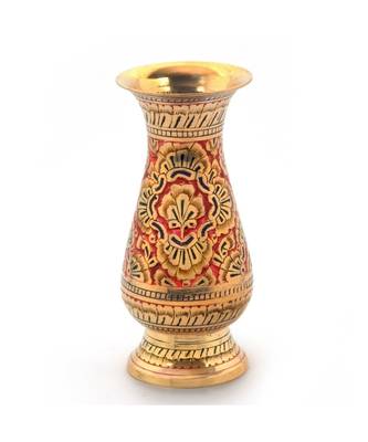 Colorful Meenakari Work Flower Vase Pure Brass 173 1