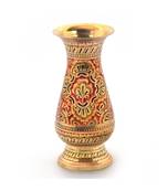 Colorful Meenakari Work Flower Vase Pure Brass 173