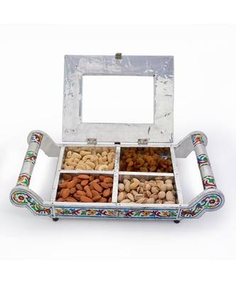Transparent Four Partition Dryfruit Serving Tray 301 2