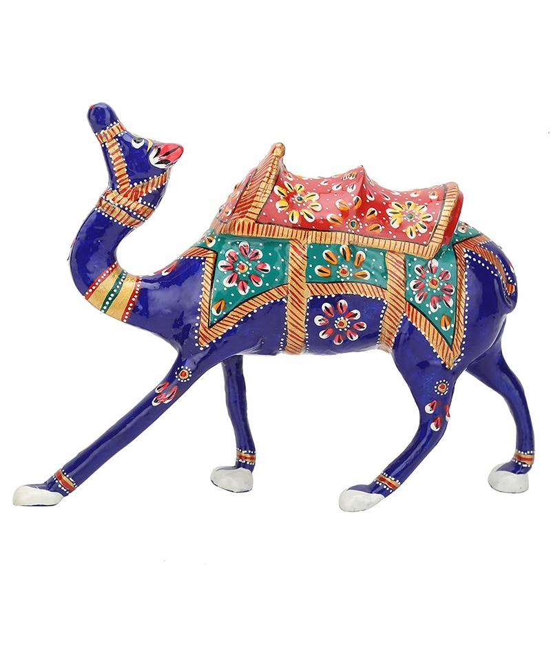 Metal Meenakari Camel Blue Handmade Home Decorative Showpiece Figurine