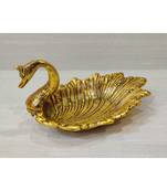 Gold Plated Metal Handicraft Duck Style DryFruit Supari Chocolate Serving Tray