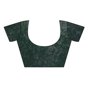 Dark green printed organza saree with blouse 4