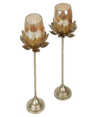Hammered Flower Detachable Set of 2- 5x5x12 Inch 3