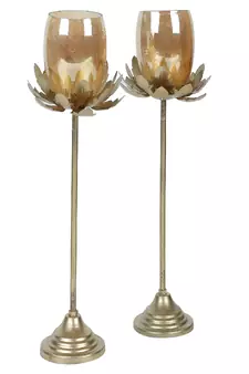 Hammered Flower Detachable Set of 2- 5x5x12 Inch