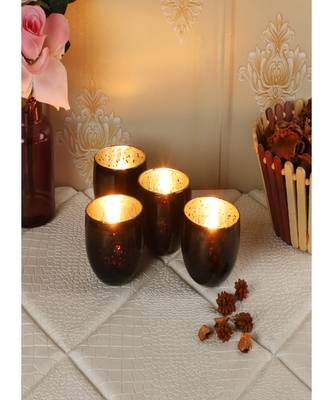 Black Big Glass Votive Set of 4 1