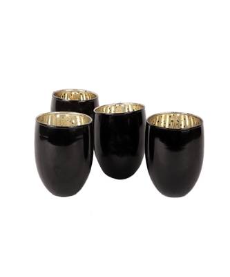 Black Big Glass Votive Set of 4 2