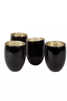 Black Big Glass Votive Set of 4
