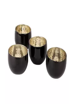 Black Big Glass Votive Set of 4