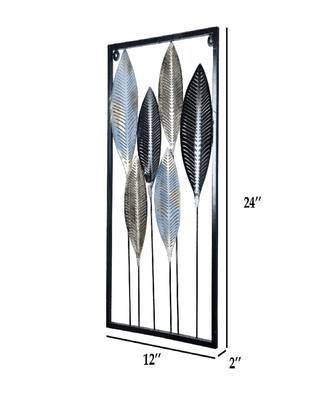 Black & Gold Leaves Rectangular Wall Decor 1