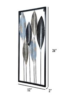 Black & Gold Leaves Rectangular Wall Decor
