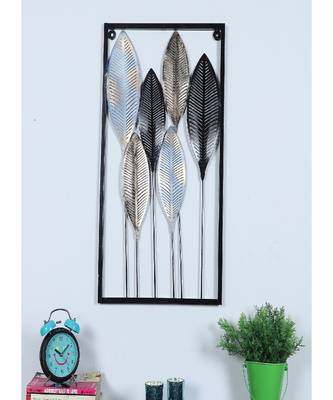 Black & Gold Leaves Rectangular Wall Decor 2