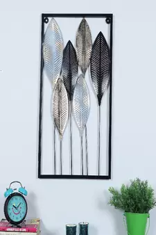 Black & Gold Leaves Rectangular Wall Decor