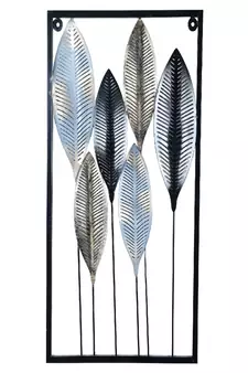 Black & Gold Leaves Rectangular Wall Decor